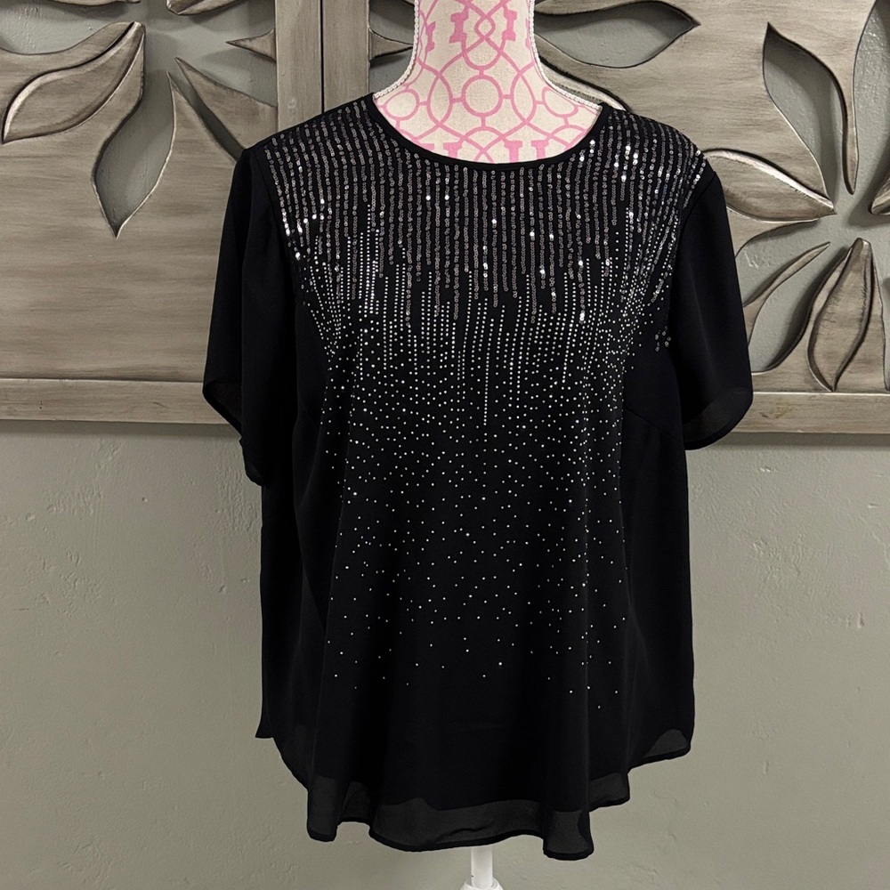 Torrid Black Sequin Blouse